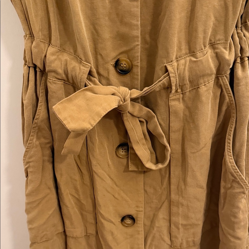 ZARA Sz Small Sleeveless Tan Button-Down Dress - Picture 5 of 7
